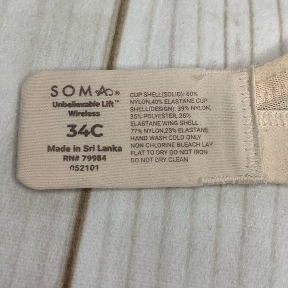 Soma Unbelievable Lift Wireless Bra Plunge Mesh Unlined 34C Pink - Picture 7 of 7